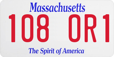 MA license plate 108OR1