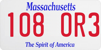 MA license plate 108OR3