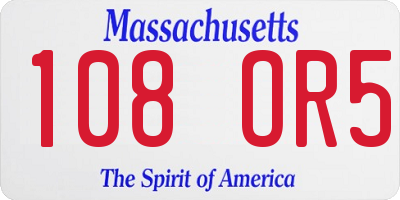 MA license plate 108OR5