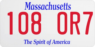 MA license plate 108OR7