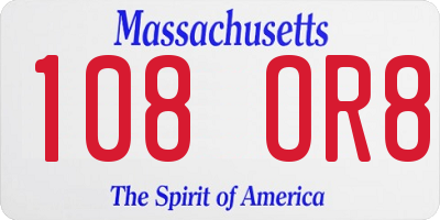 MA license plate 108OR8