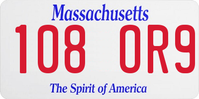 MA license plate 108OR9