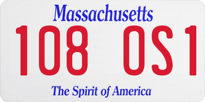 MA license plate 108OS1