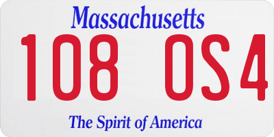 MA license plate 108OS4