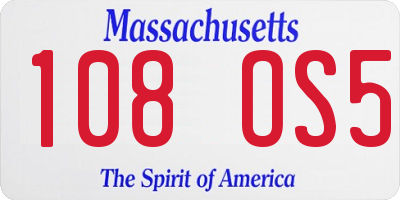MA license plate 108OS5