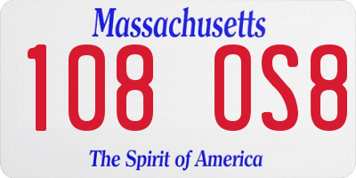 MA license plate 108OS8