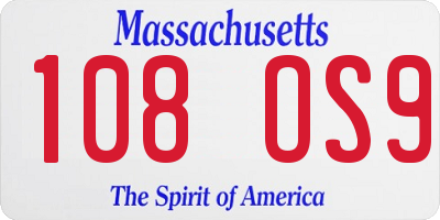 MA license plate 108OS9