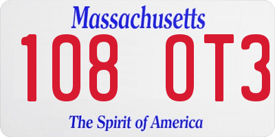 MA license plate 108OT3