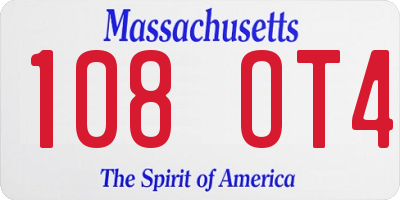 MA license plate 108OT4