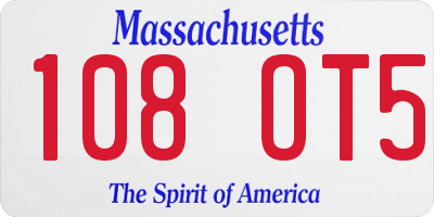 MA license plate 108OT5