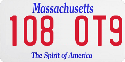 MA license plate 108OT9
