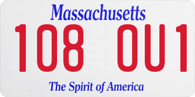 MA license plate 108OU1