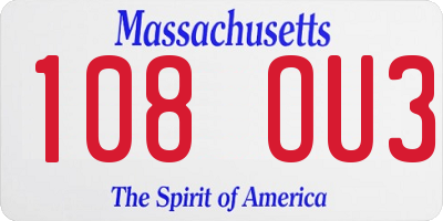 MA license plate 108OU3