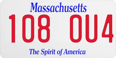 MA license plate 108OU4