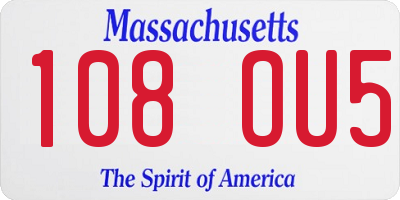 MA license plate 108OU5