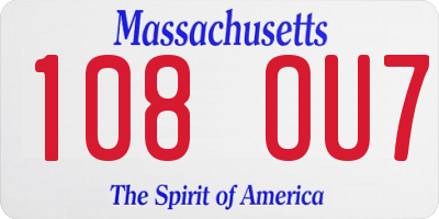 MA license plate 108OU7