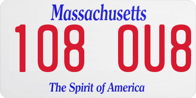 MA license plate 108OU8