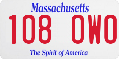 MA license plate 108OW0
