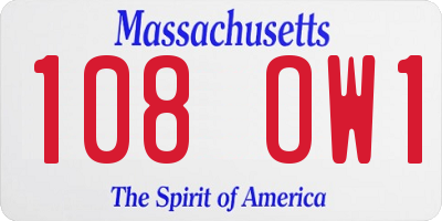 MA license plate 108OW1