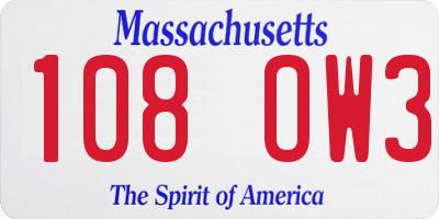 MA license plate 108OW3