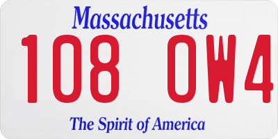 MA license plate 108OW4