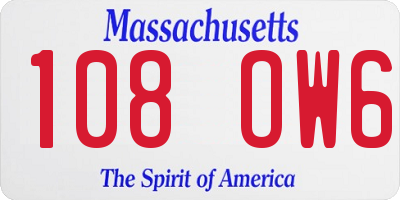 MA license plate 108OW6