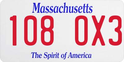 MA license plate 108OX3