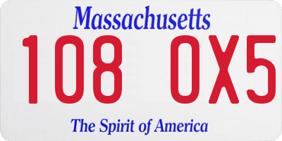 MA license plate 108OX5