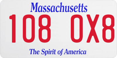 MA license plate 108OX8