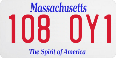 MA license plate 108OY1