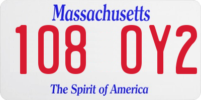 MA license plate 108OY2