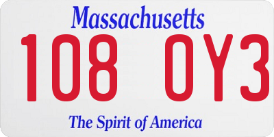 MA license plate 108OY3