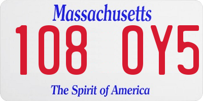 MA license plate 108OY5