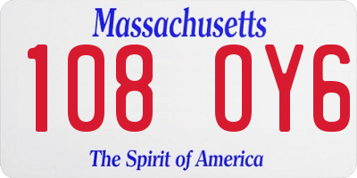 MA license plate 108OY6