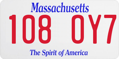 MA license plate 108OY7
