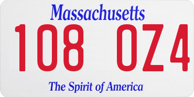 MA license plate 108OZ4
