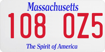 MA license plate 108OZ5