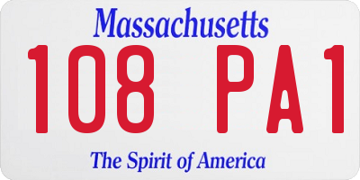 MA license plate 108PA1
