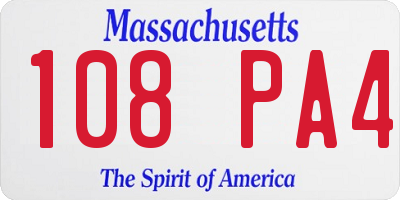 MA license plate 108PA4