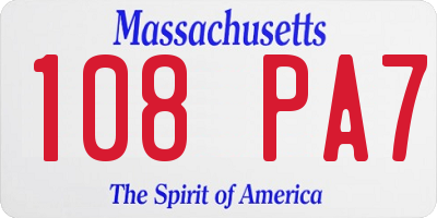 MA license plate 108PA7