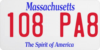 MA license plate 108PA8