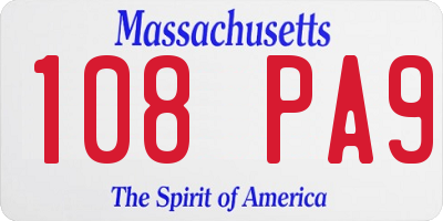MA license plate 108PA9