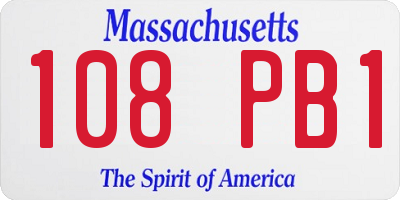 MA license plate 108PB1