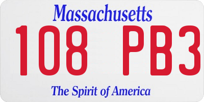 MA license plate 108PB3