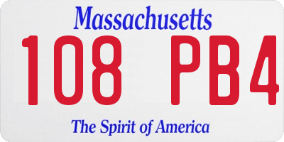 MA license plate 108PB4