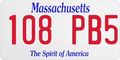 MA license plate 108PB5
