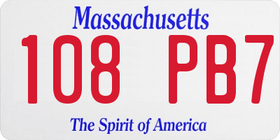 MA license plate 108PB7