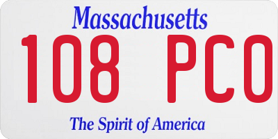 MA license plate 108PC0