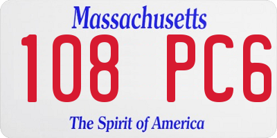 MA license plate 108PC6