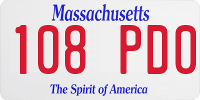 MA license plate 108PD0